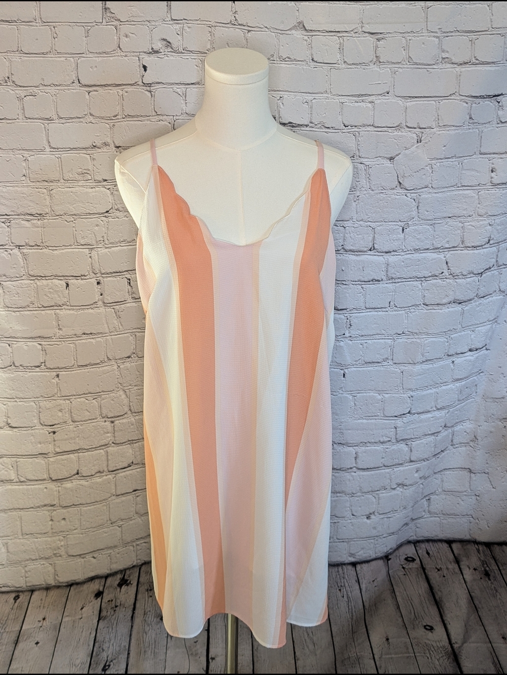 Style Rack Peach and Cream Vertical Stripe Slip Dress